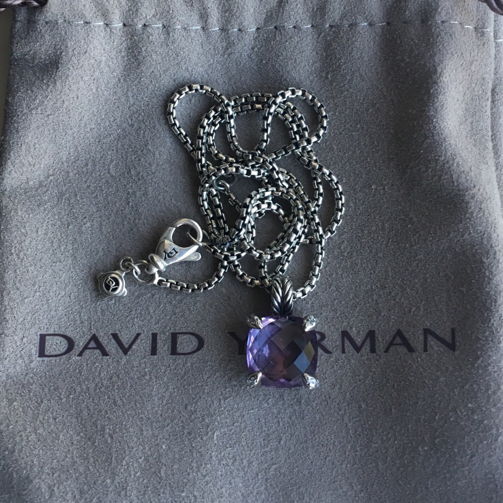 Châtelaine Pendant Necklace w/ Amethyst & Diamonds